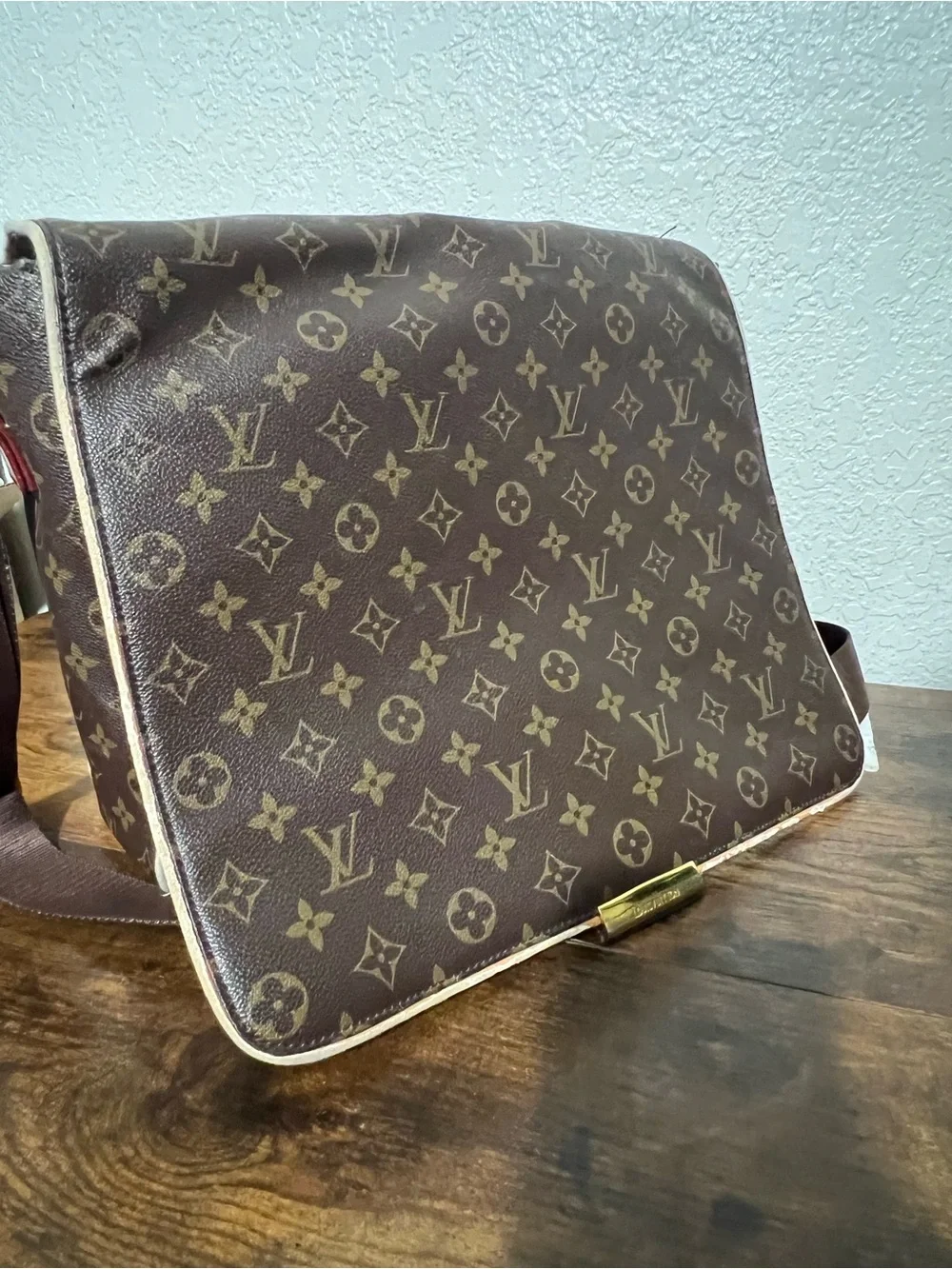 Designer Monogram Flap Messenger Bag in Brown